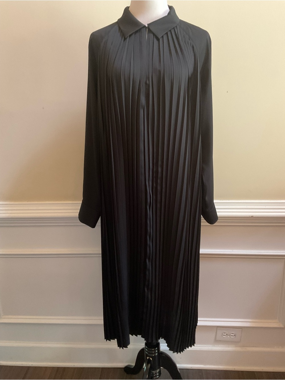 Lafayette 148 New York Plus Size 2X Pleated Button Up A Line Dress Long Sleeve